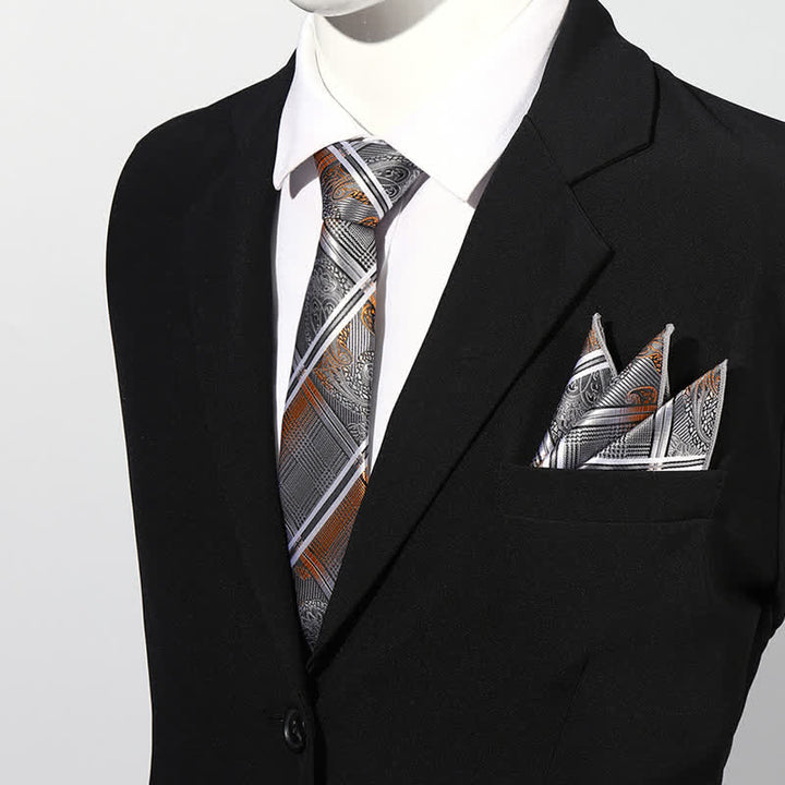 Set di 2 cravatte da taschino con motivo Paisley di lusso da uomo - Grigio chiaro - image 2
