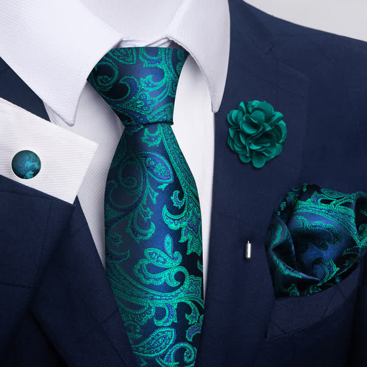 Set di 4 cravatte da uomo della serie Gentle Dark Green - Stile n. 5 - image 8