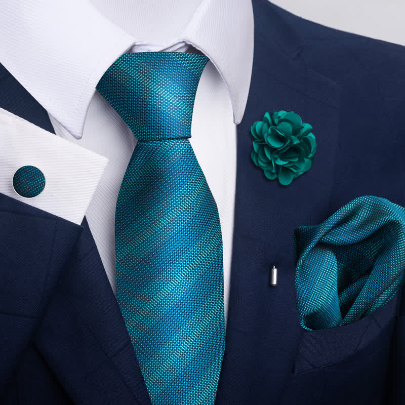Set di 4 cravatte da uomo della serie Gentle Dark Green - Stile n. 6 - image 10
