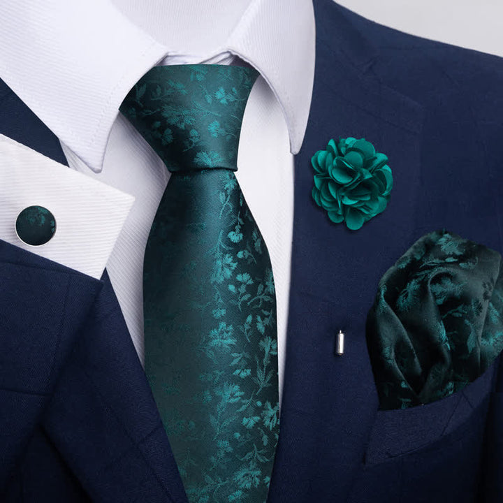 Set di 4 cravatte da uomo della serie Gentle Dark Green - Stile n. 1 - image 0