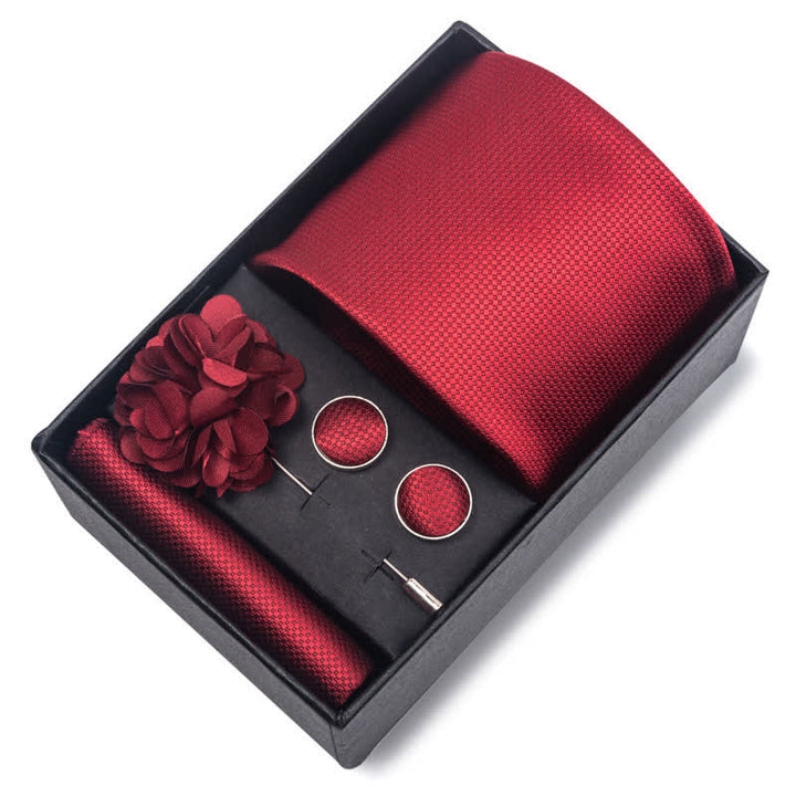 Set di 4 cravatte da uomo della serie rosso brillante attraente - image 5
