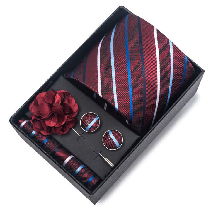 Set di 4 cravatte da uomo della serie rosso brillante attraente - image 13