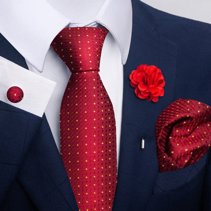 Set di 4 cravatte da uomo della serie rosso brillante attraente - Stile n. 1 - image 0