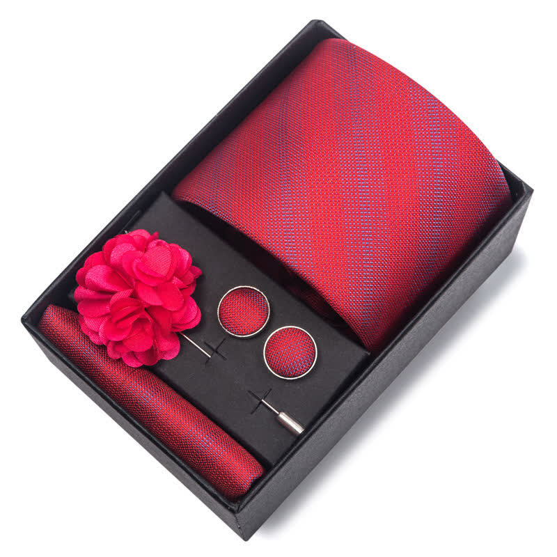 Set di 4 cravatte da uomo della serie rosso brillante attraente - image 9