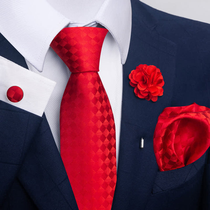 Set di 4 cravatte da uomo della serie rosso brillante attraente - Stile n. 2 - image 2