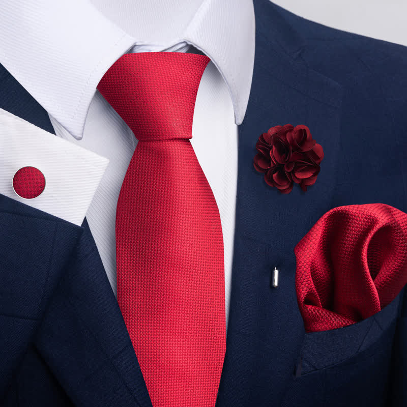 Set di 4 cravatte da uomo della serie rosso brillante attraente - Stile n. 3 - image 4