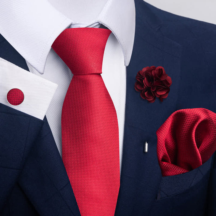 Set di 4 cravatte da uomo della serie rosso brillante attraente - Stile n. 3 - image 4
