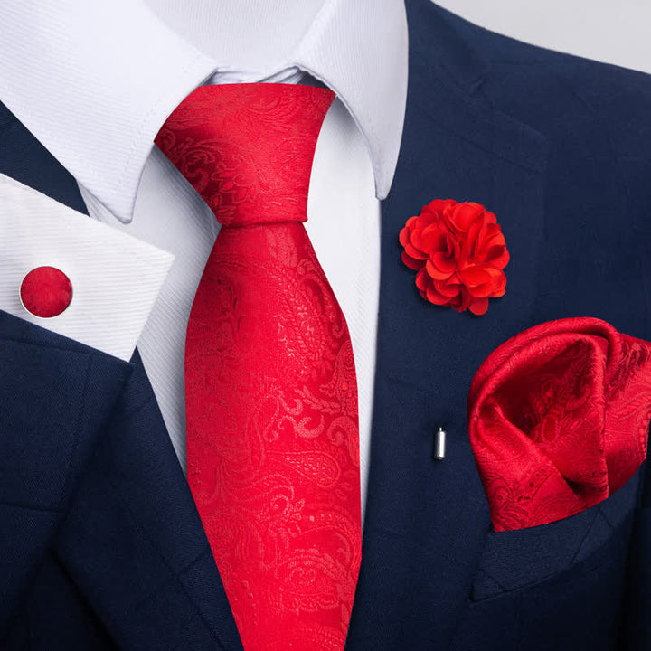 Set di 4 cravatte da uomo della serie rosso brillante attraente - Stile n. 4 - image 6