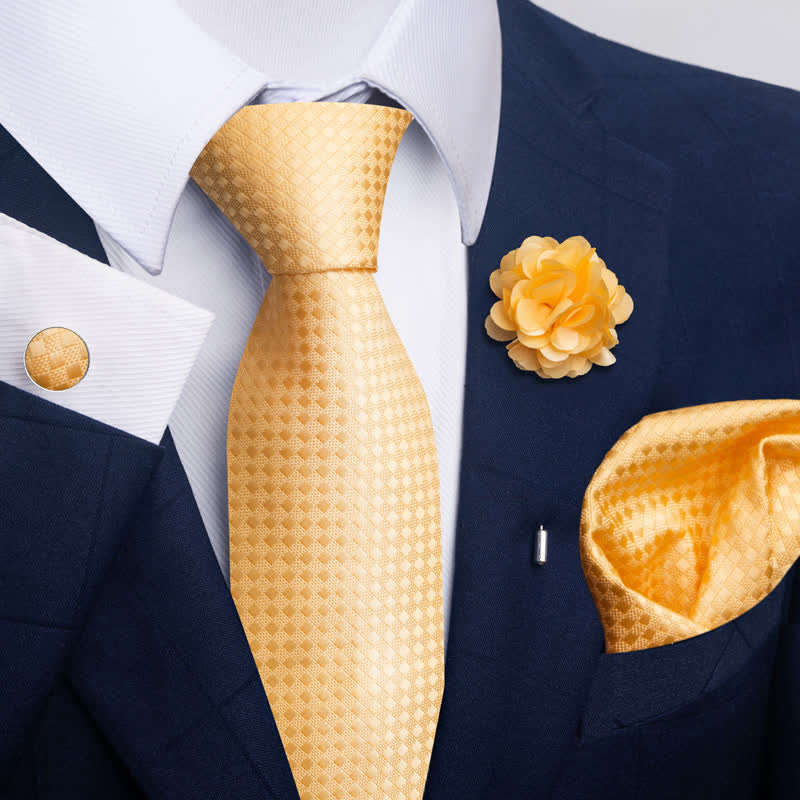 Set di 4 gemelli da taschino e cravatta da uomo con fantasia - Stile n. 2 - image 2
