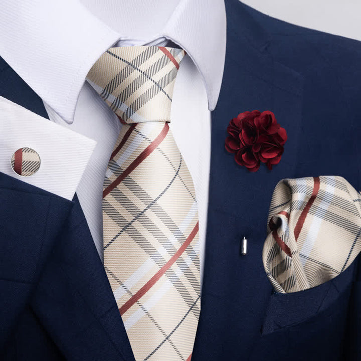Set di 4 gemelli da taschino e cravatta da uomo con fantasia - Stile n. 6 - image 10