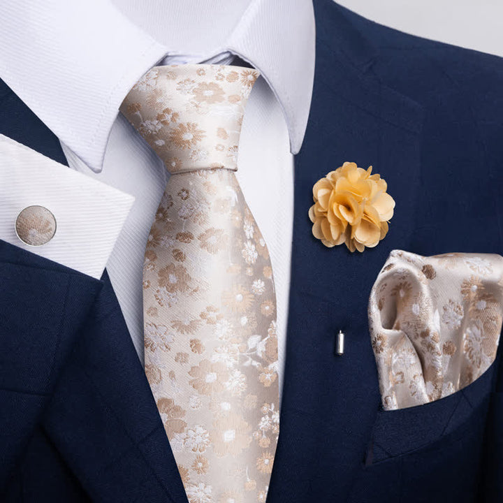 Set di 4 gemelli da taschino e cravatta da uomo con fantasia - Stile n. 5 - image 8