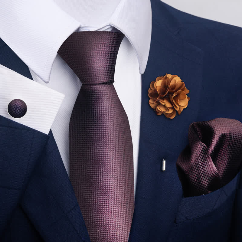 Set di 4 gemelli da taschino e cravatta da uomo con fantasia - Stile n. 8 - image 14
