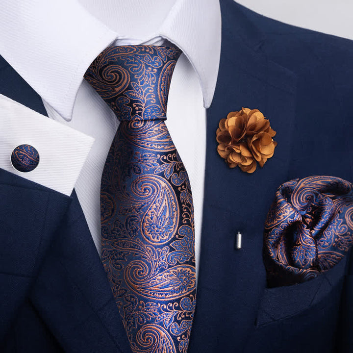 Set di 4 gemelli da taschino e cravatta da uomo con fantasia - Stile n. 9 - image 16