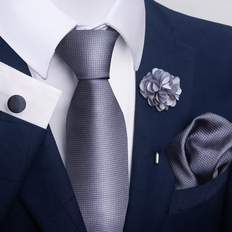 Set di 4 cravatte da uomo della serie Modern Silver Gray - Stile n. 4 - image 6
