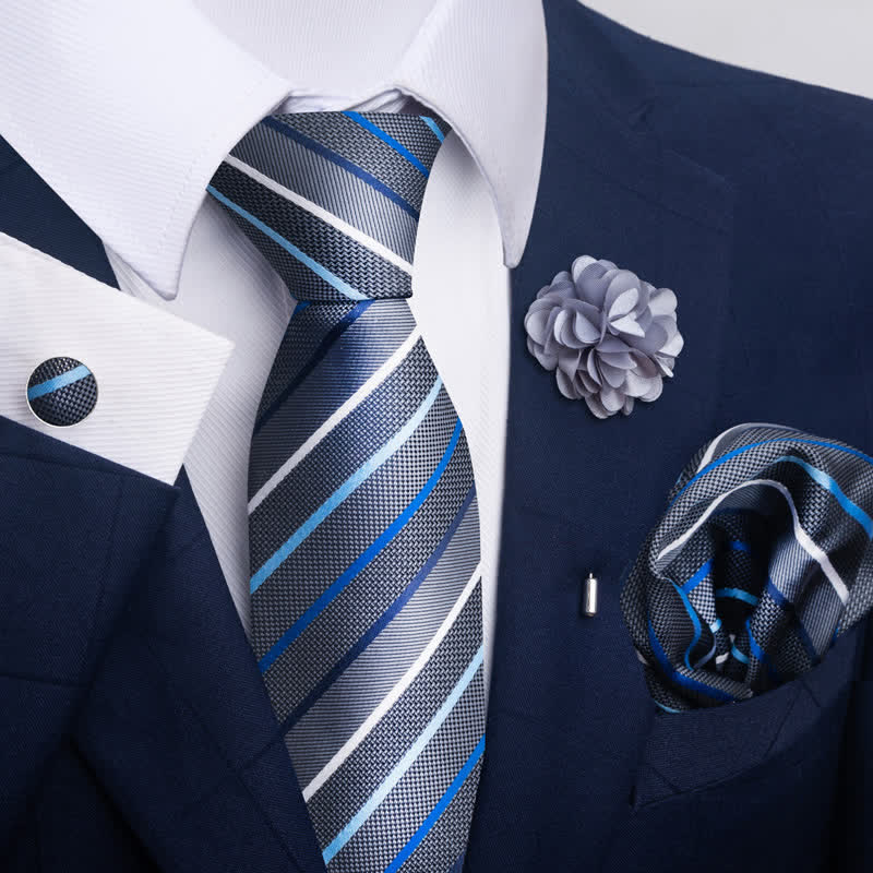 Set di 4 cravatte da uomo della serie Modern Silver Gray - Stile n. 5 - image 8