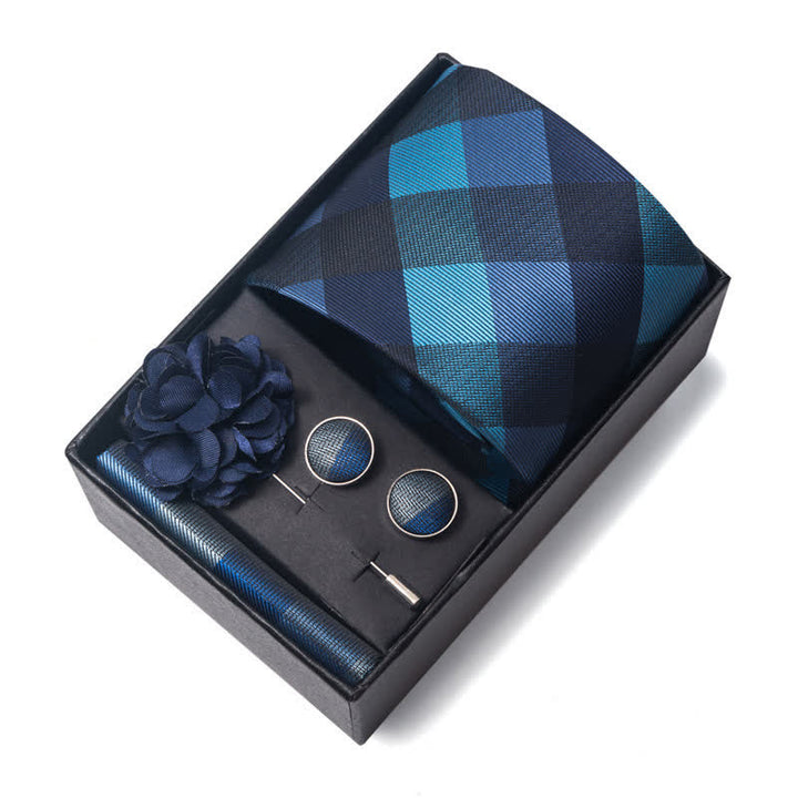 Set di 4 cravatte a righe floreali blu da uomo - image 9