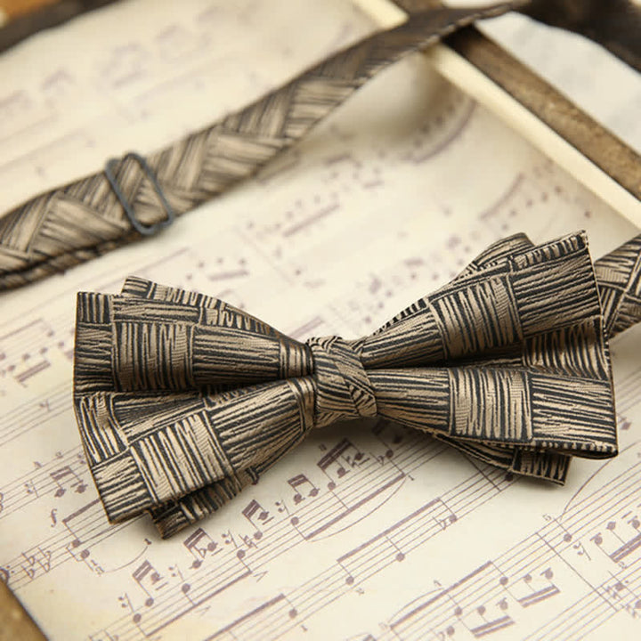 Papillon a righe in twill con foglie vintage da uomo