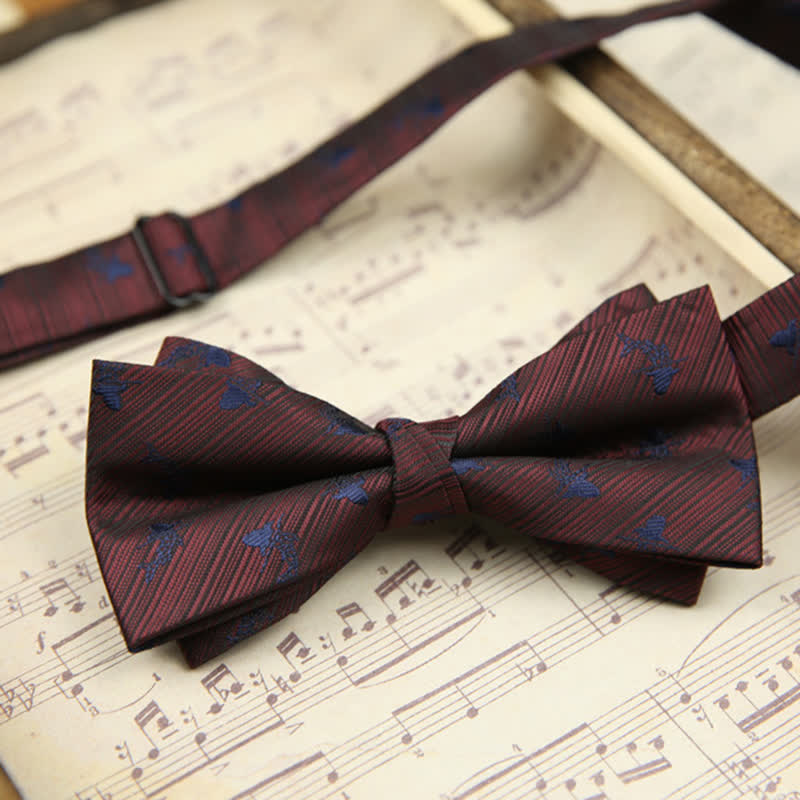 Papillon a righe in twill con foglie vintage da uomo