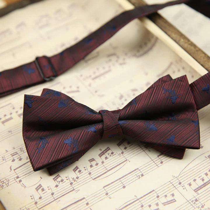 Papillon a righe in twill con foglie vintage da uomo