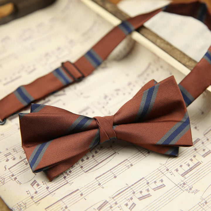 Papillon a righe in twill con foglie vintage da uomo