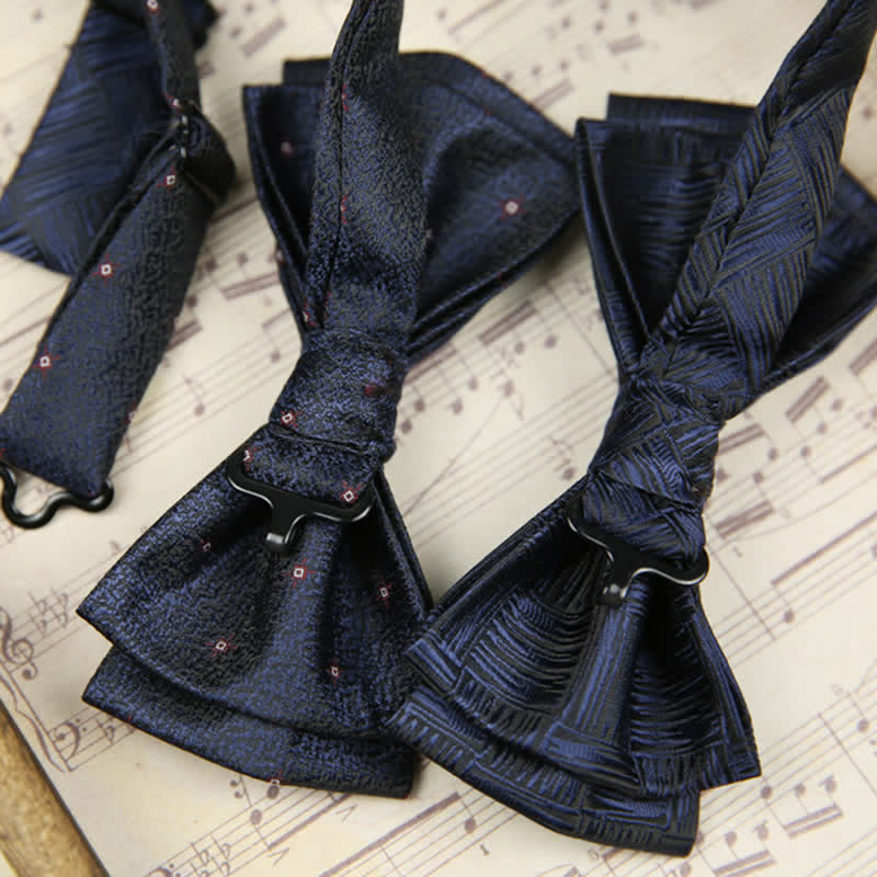 Papillon a righe in twill con foglie vintage da uomo