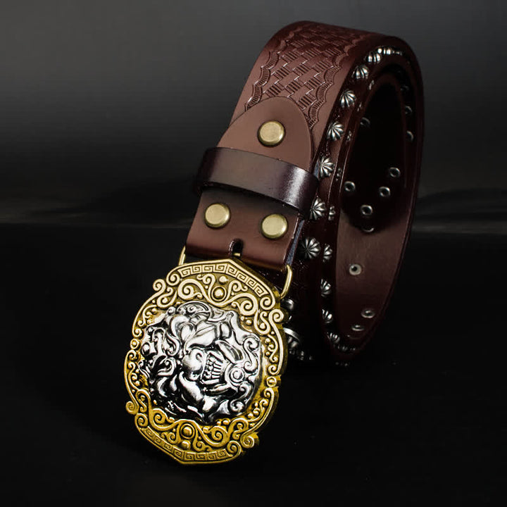 Cintura in pelle con borchie Rock Monster Rivets da uomo