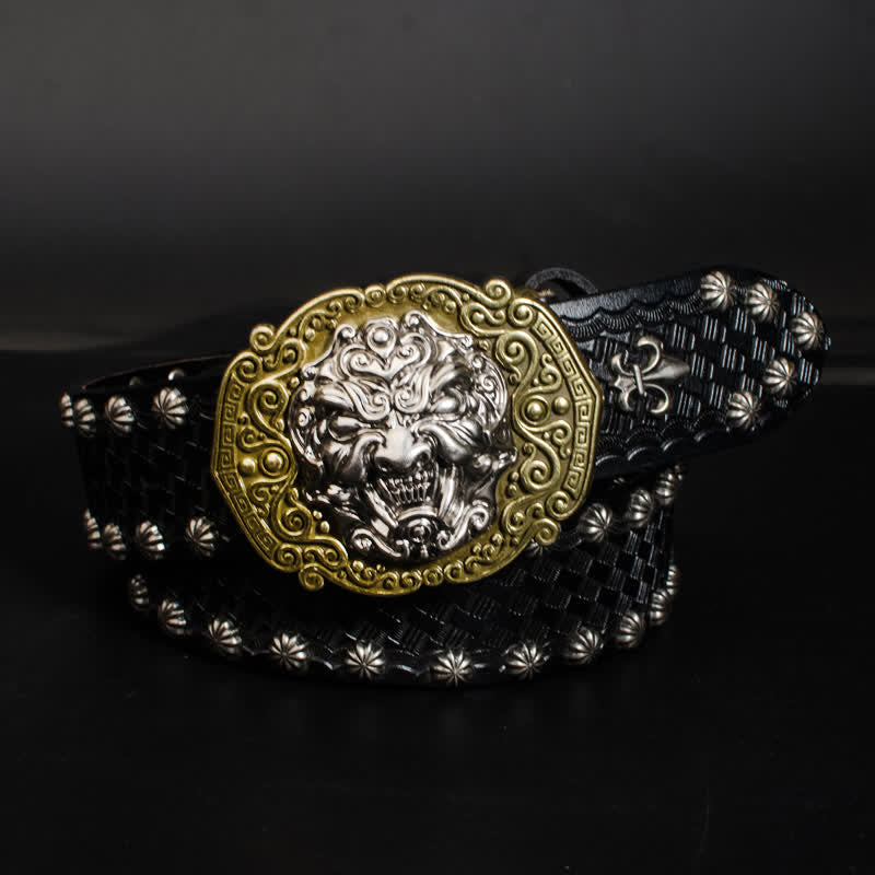 Cintura in pelle con borchie Rock Monster Rivets da uomo