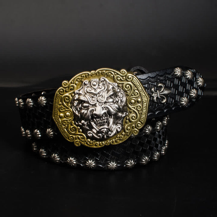 Cintura in pelle con borchie Rock Monster Rivets da uomo