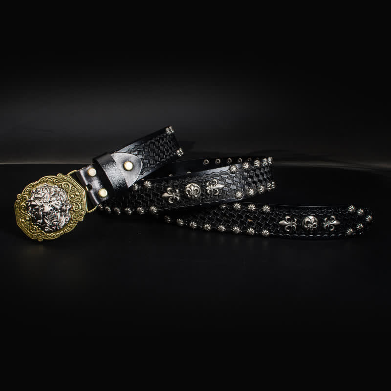 Cintura in pelle con borchie Rock Monster Rivets da uomo