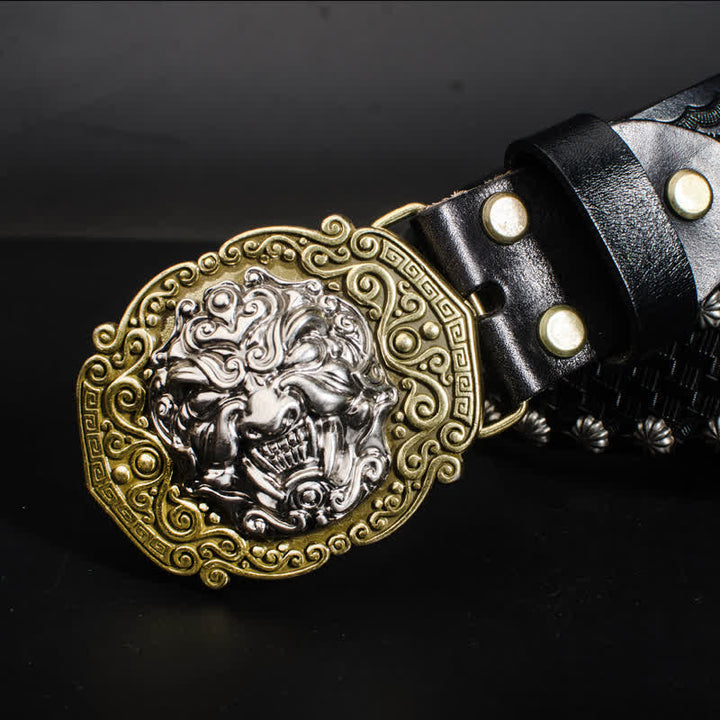 Cintura in pelle con borchie Rock Monster Rivets da uomo