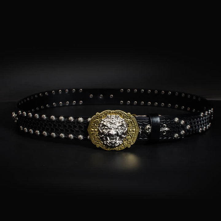 Cintura in pelle con borchie Rock Monster Rivets da uomo