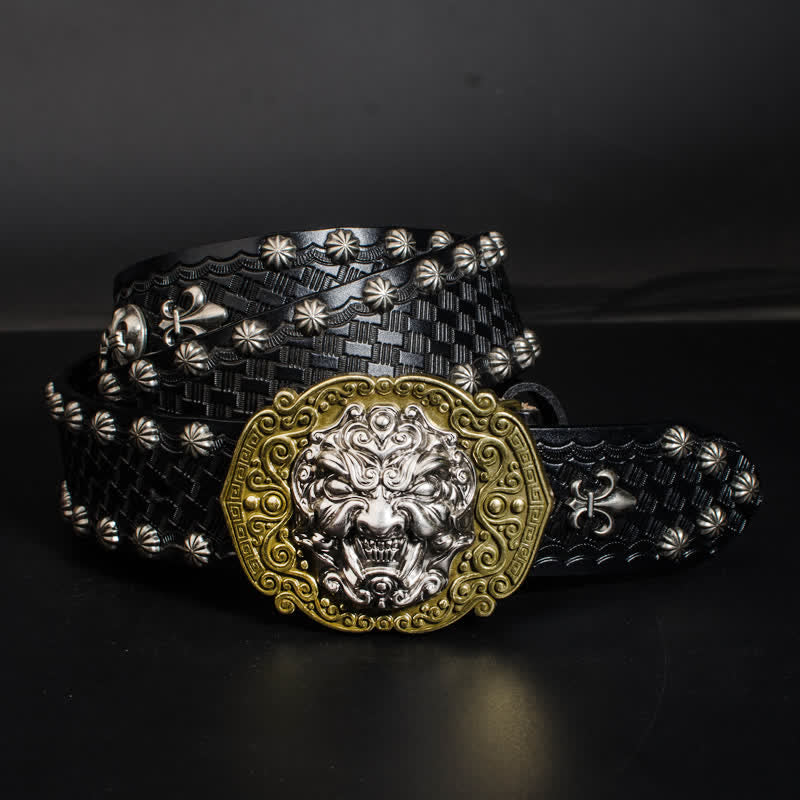 Cintura in pelle con borchie Rock Monster Rivets da uomo - Nero - 44 - image 3