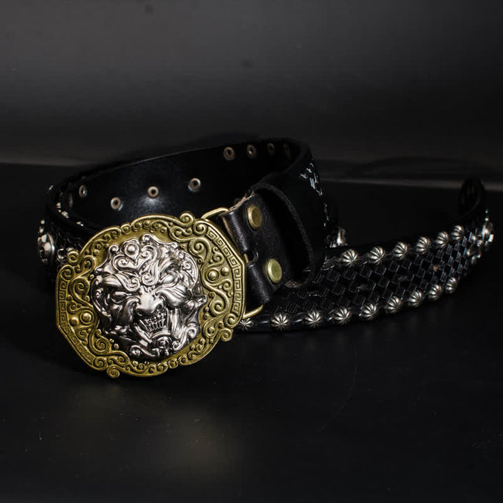 Cintura in pelle con borchie Rock Monster Rivets da uomo