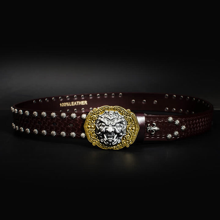Cintura in pelle con borchie Rock Monster Rivets da uomo