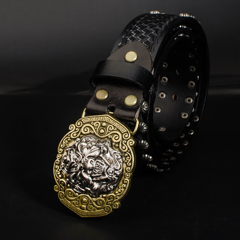 Cintura in pelle con borchie Rock Monster Rivets da uomo