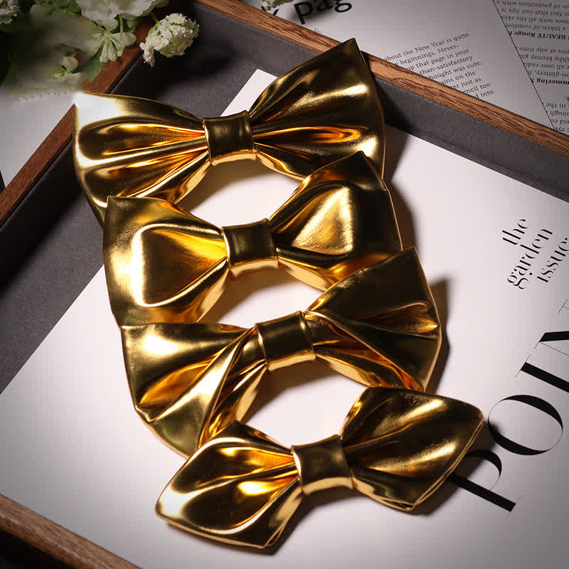 Papillon da uomo in pelle color oro metallizzato moderno e brillante - image 1