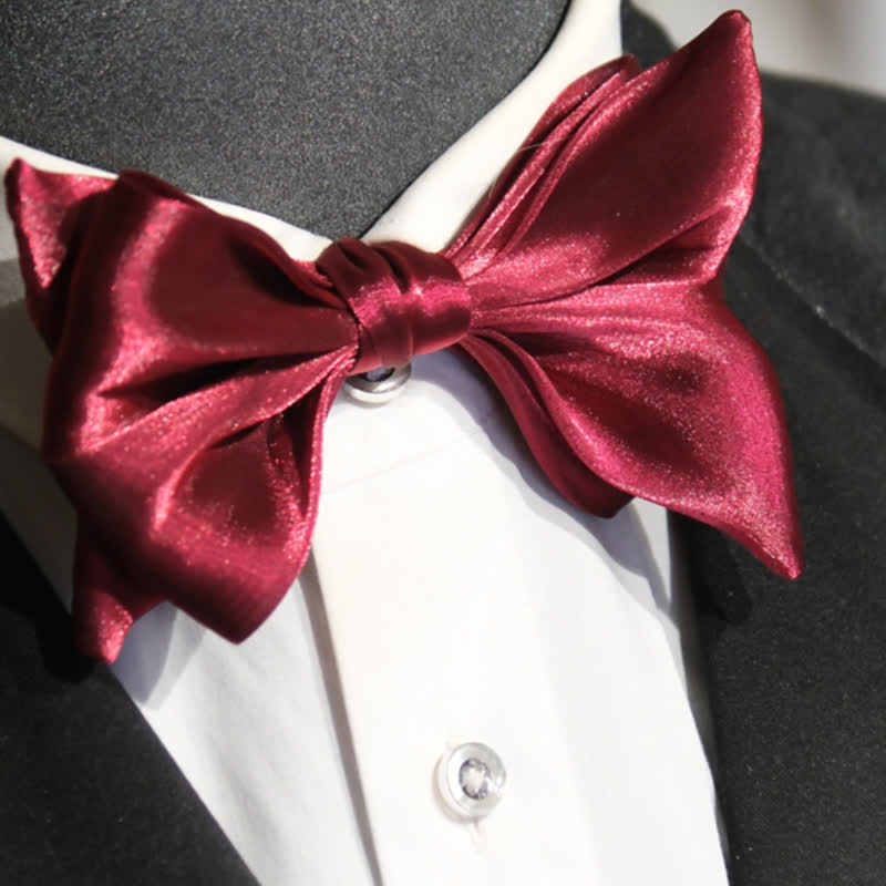 Papillon da uomo a forma di coda di pesce rosso vino lucido