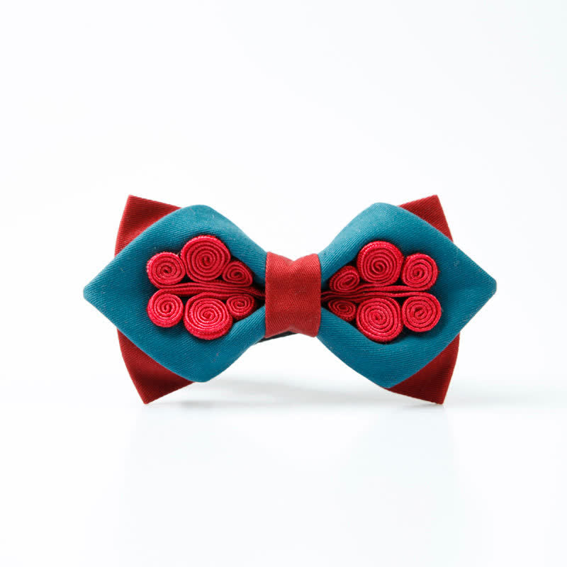 Papillon da uomo elegante blu scuro e rosso vino per matrimonio - Blu e rosso - image 0