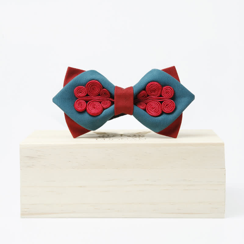 Papillon da uomo elegante blu scuro e rosso vino per matrimonio