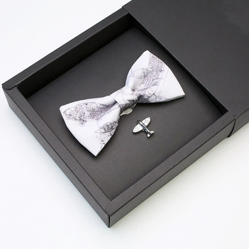Set di 2 papillon con spilla a forma di aereo da aviazione bianco da uomo - image 2