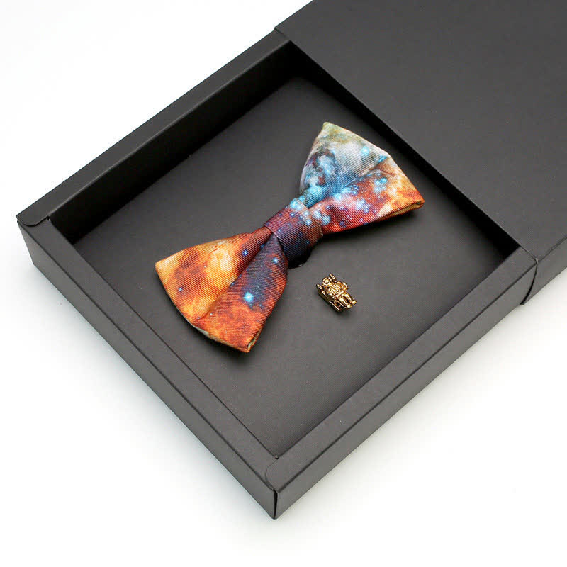 Set di 2 papillon con spilla e stelle astronauta da uomo Galaxy Stary