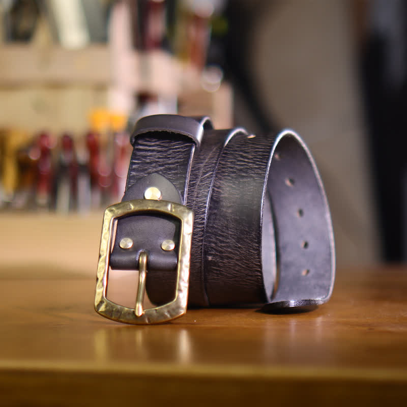 Cintura in pelle da uomo con design retrò classico e invecchiato