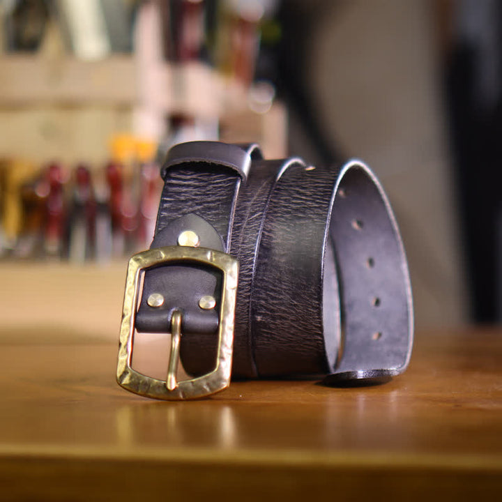 Cintura in pelle da uomo con design retrò classico e invecchiato