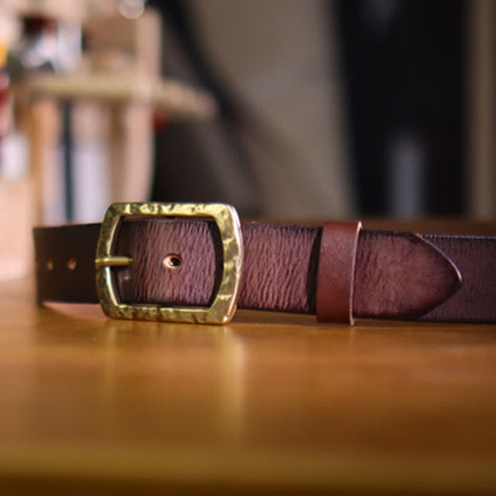 Cintura in pelle da uomo con design retrò classico e invecchiato