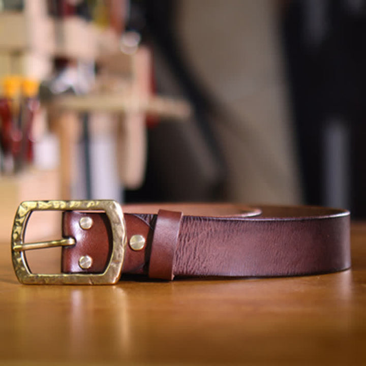 Cintura in pelle da uomo con design retrò classico e invecchiato