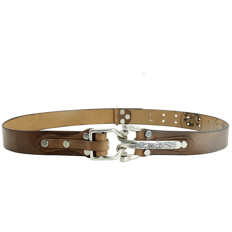 Cintura in pelle da cavalleria western da uomo