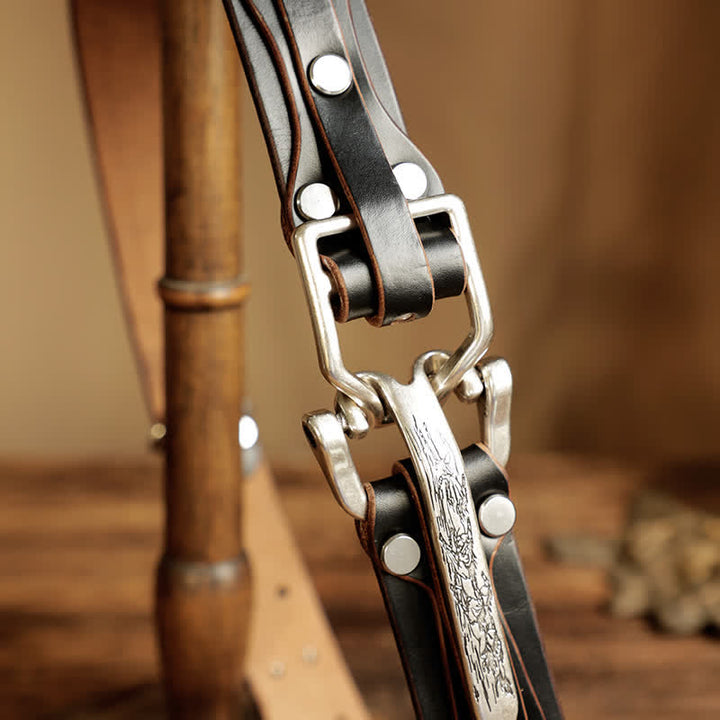 Cintura in pelle da cavalleria western da uomo