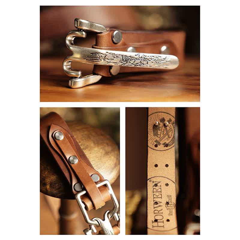 Cintura in pelle da cavalleria western da uomo
