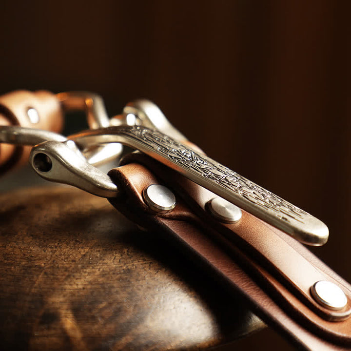 Cintura in pelle da cavalleria western da uomo