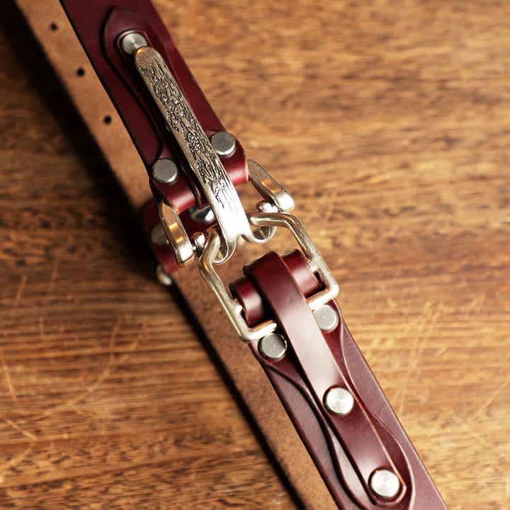 Cintura in pelle da cavalleria western da uomo